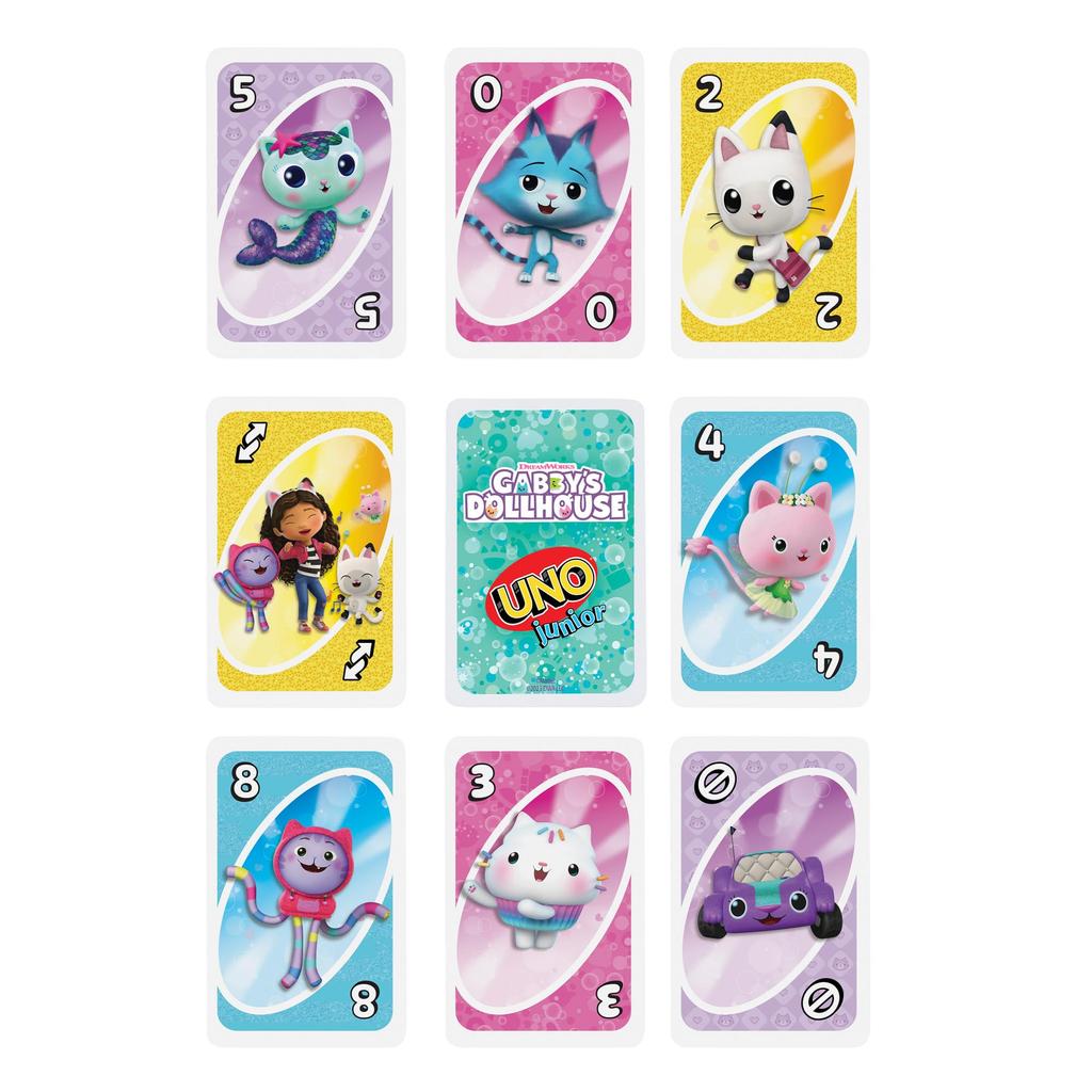 Mattel Game UNO Junior Dollhouse Game Educational Card Game for Ages 3 and Pink JLH17 Gabby's - 2-4 Players, Up,