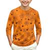Children's Halloween Print Round Neck Three-Quarter Sleeve Top for Casual Everyday Wear