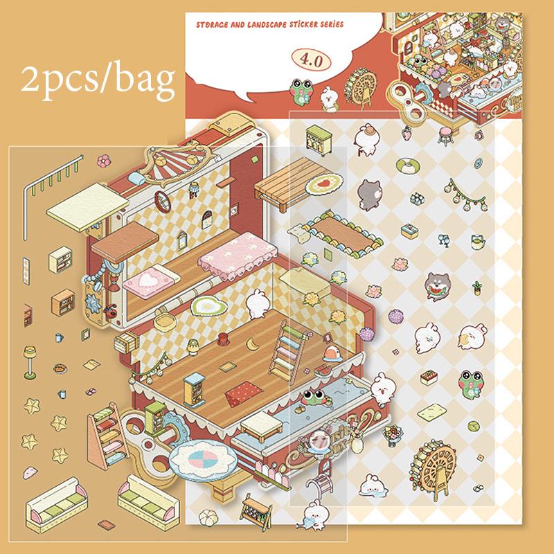 Mr. Paper, Puzzle Creative 3D Landscape Storage Theme Stickers Collage Diary Scrapbook DIY Landscape Stickers