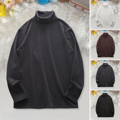 Herren-T-Shirt mit hohem Kragen, doppelseitig, deutscher Samt, einfarbig, elastisch, mittellang, Pullover, Lagenoberteil für Winter und Herbst