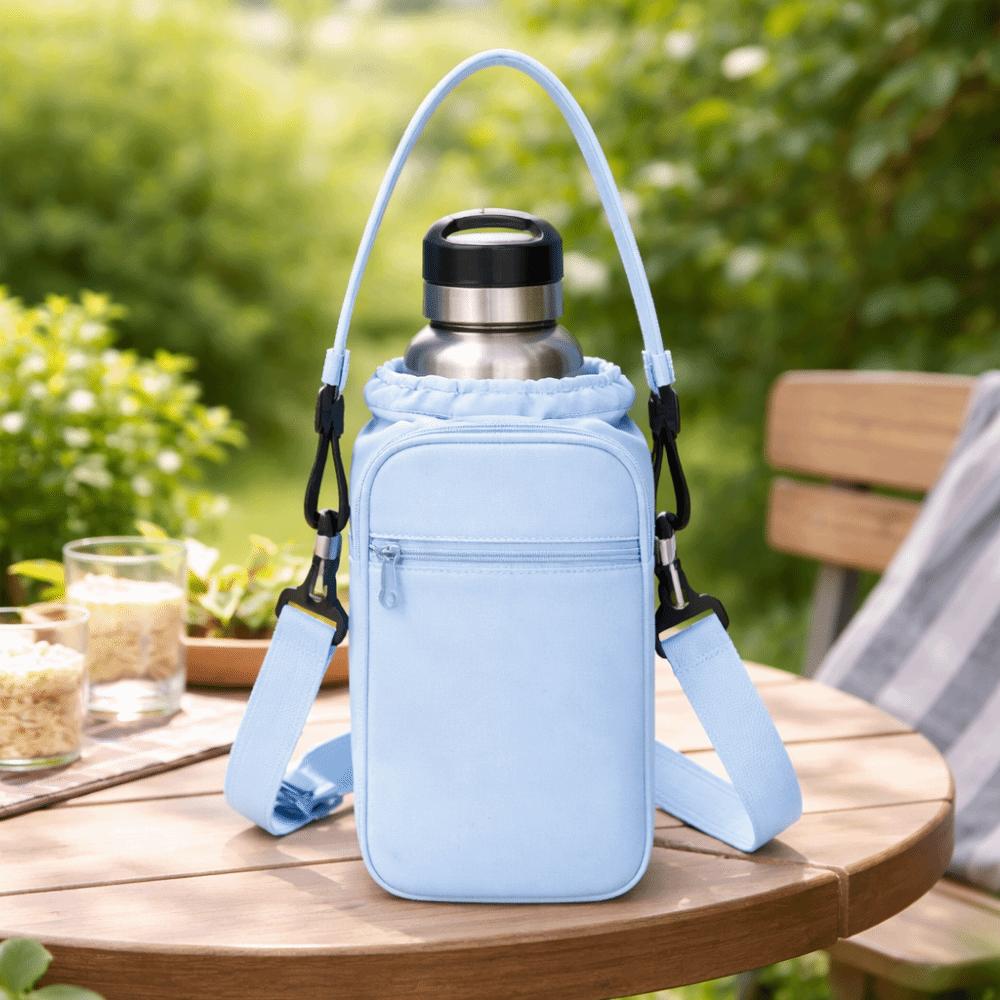 Adjustable Shoulder Strap Crossbody Water Bottle Bag Insulation Water Bottle Carrier Bag  Walking