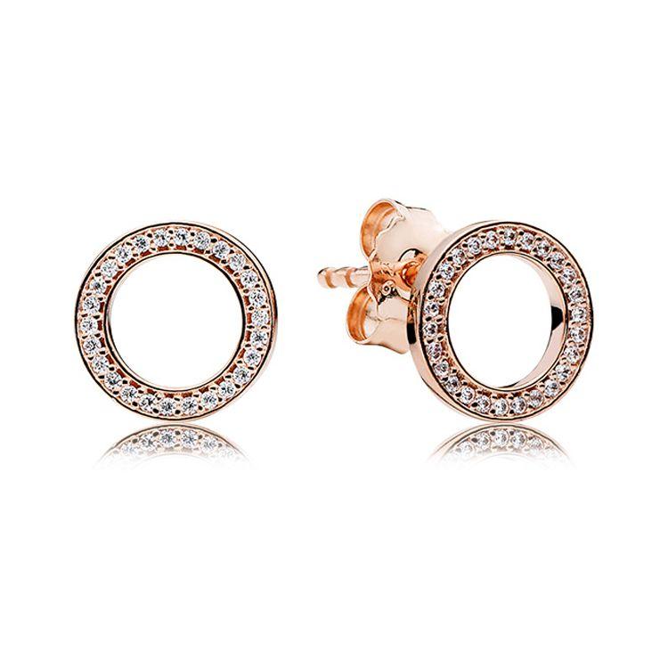 Pandora Eternal Round Earrings Women earrings Rose-Gold 280585CZ