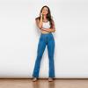 Shascullfites Lichtblauwe High-Waisted Flare Jeans met Perzik Kleurige Billen Vormgevend Effect voor Dames: Europese en Amerikaanse stijl