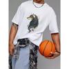 Wolf Graphic Print T Shirt White Animal Design for Casual Wear
