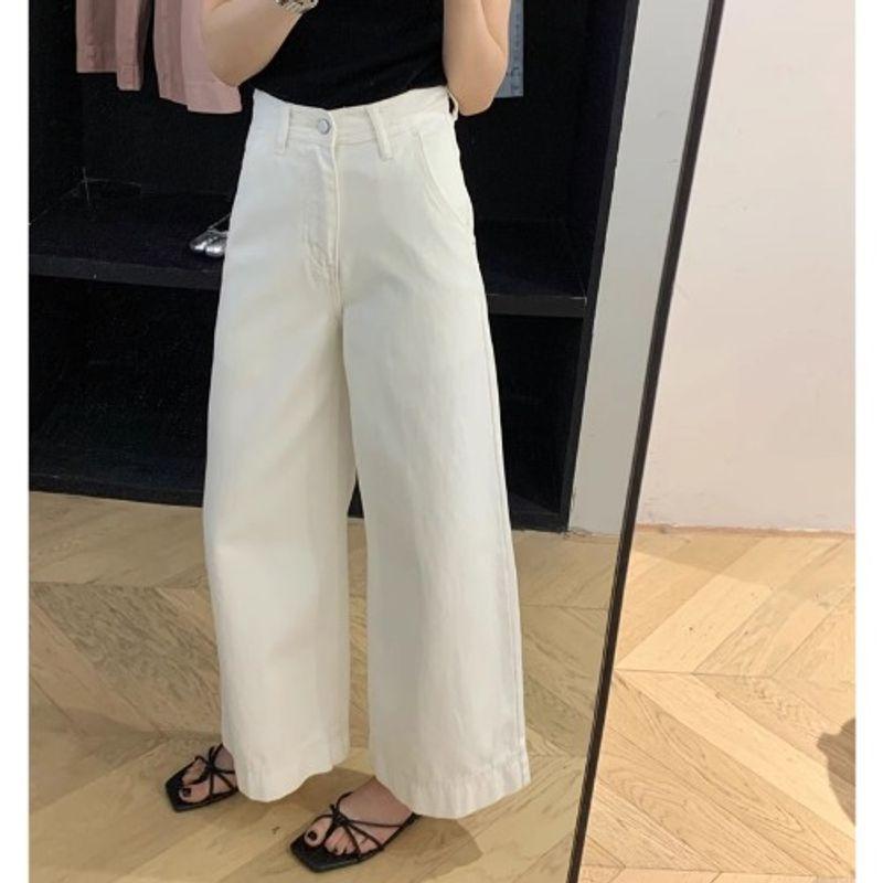 

Dongdaemun South Korea Nine Points High Waist Retro Denim White [quality version]] S