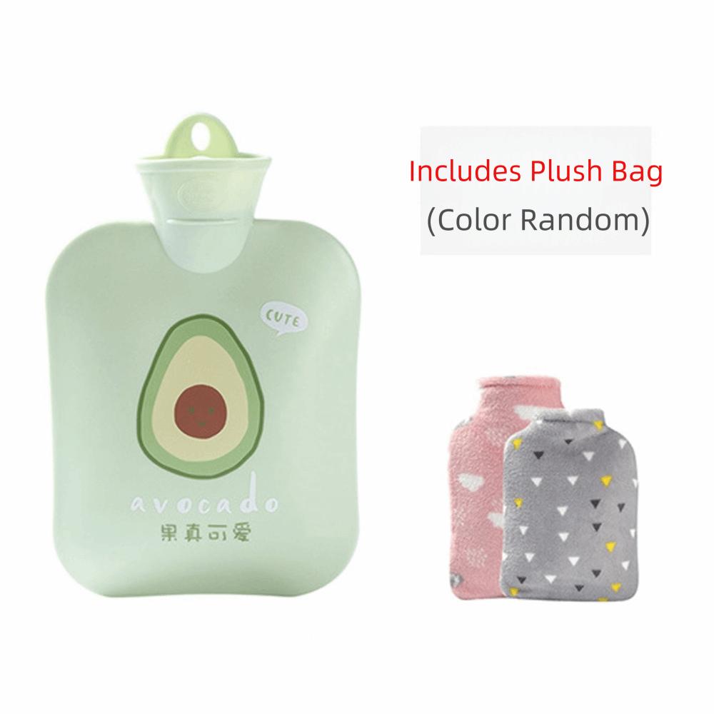 

Cute Cartoon Hot Water Bag with Plush Cover Warm Water Bag New Tummy Warmers Green 900ml
