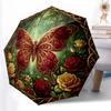 1pc Sturdy 8-Bone Auto Umbrella, Regal Purple Butterfly Wreath Umbrella, Digital Printed, Foldable Umbrella for On-the-Go Outdoor Use