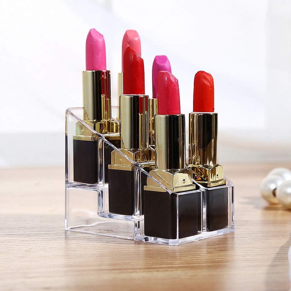 Ciieeo Nail Polish Organizer Case - Small Acrylic Lipstick Holder With 6 Slots - Clear Organizer and Display Stand Rack for Lipgloss and Nail Polish