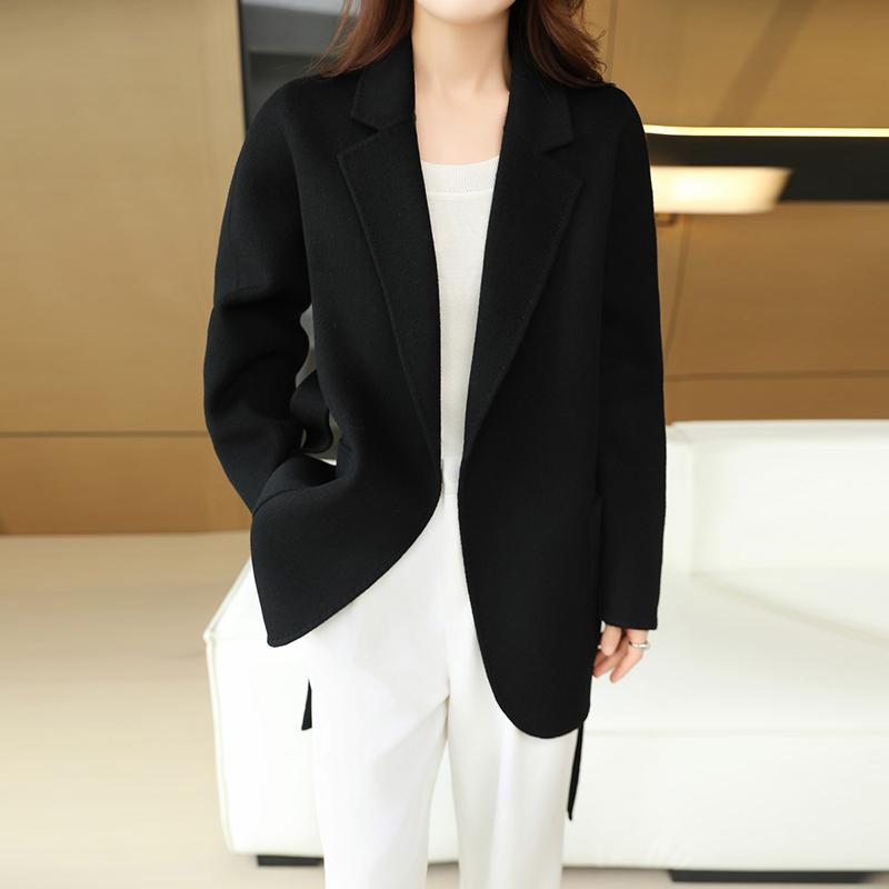 100% Wool Women Coat TIDENOVEL Autumn Wool Long Coat Handmade Pea Coat Winter Warm Wool Long Jacket Overcoat