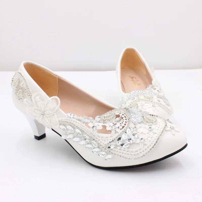 Scarpe Donna Eleganti PU Pizzo 3 5 8 CM Tacchi Sottili Estate Nuove Scarpe da Matrimonio Sposa Paillettes Bianco Tacchi Alti Scarpa Donna Bianca