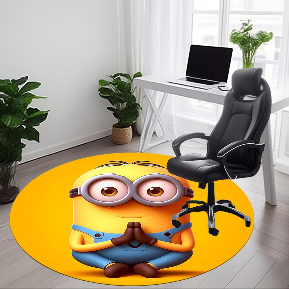 1pcYoga Minion Office Round Area Rug, Indoor Mat Suitable For Office, Under Office Chairs Bedroom Living Room Home Decor, Room Deco