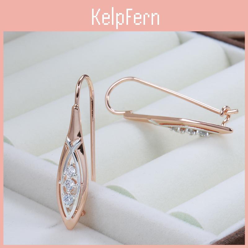 Gold Drop Long Color Rose Earrings For Women Silver Plated