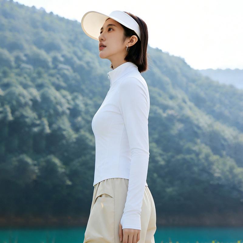 Sunscreen Clothing, Yoga Jacket, Women's Stand-up Collar, Running, Cycling, Windproof, Slim-fitting, Slim-fitting, Zipper Cardigan, Fitness Sports Top