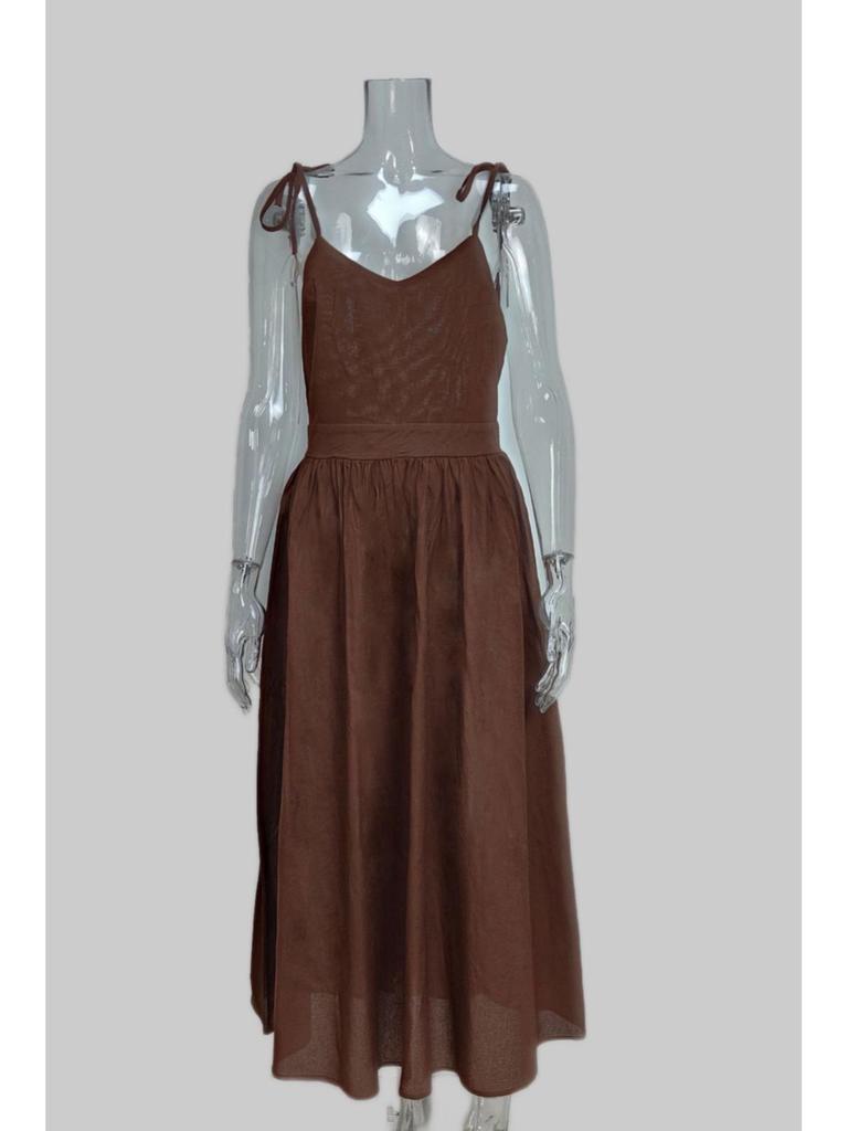 2025 Damen Elegantes Rückenfreies V-Ausschnitt Hochtailliertes Kleid im Mori-Stil