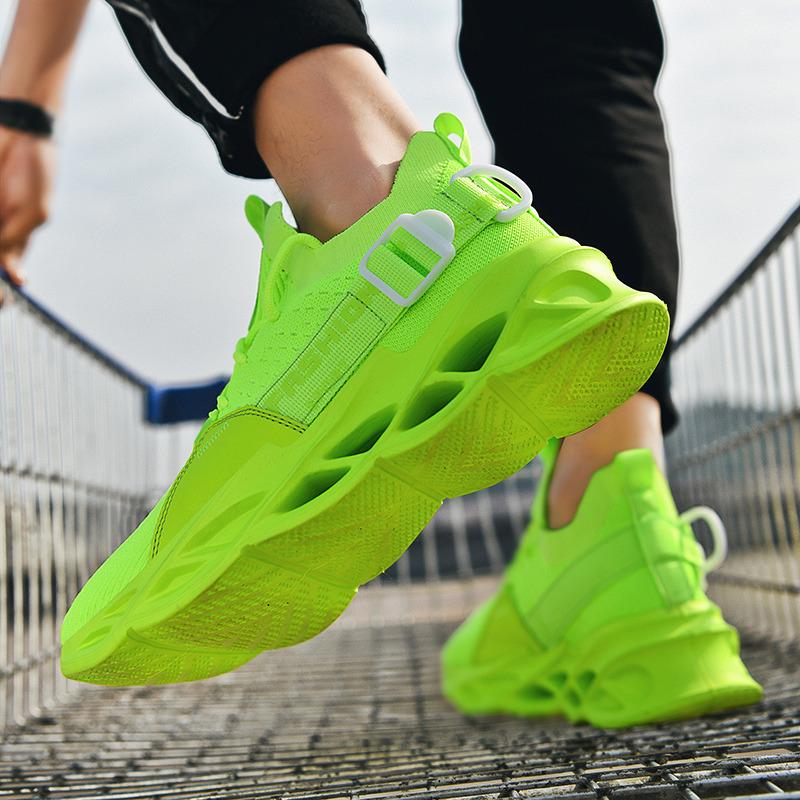 Hot Sale Mesh Fluorescent Green Running Sneakers for Men Cheap Light Men's Trainers Shoes Fashion Breathable Sport Shoes Male