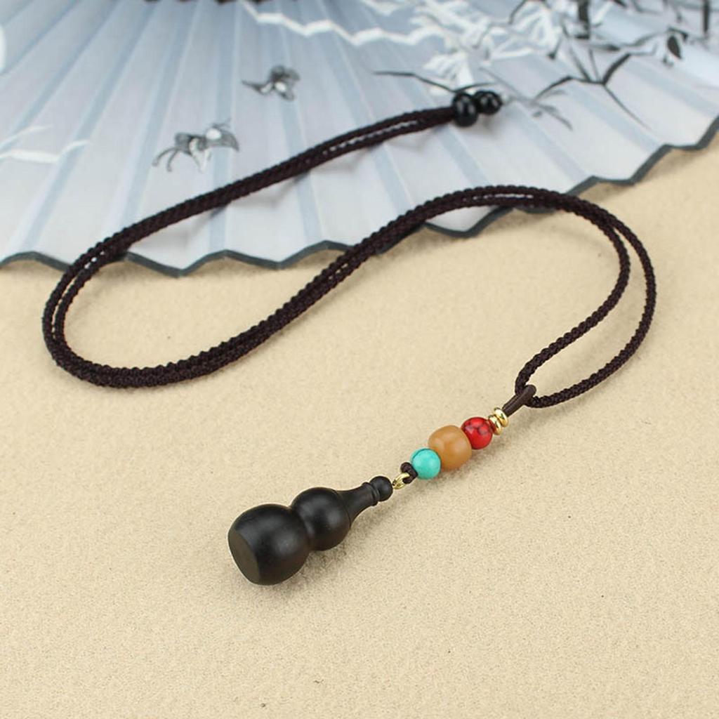 Gourd Pendant Necklace Decor Ornament Adjustable Long Necklaces for Unisex Black