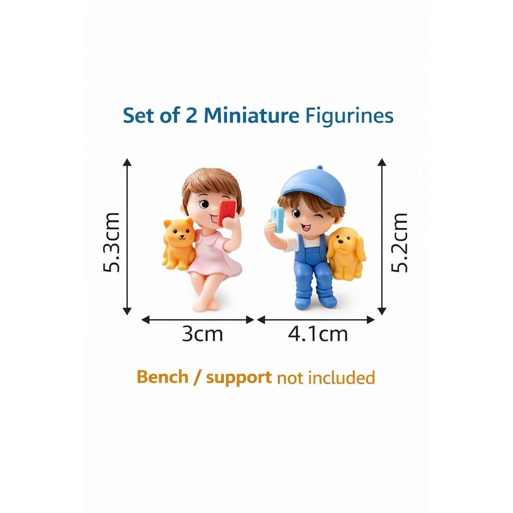 1 Set Couple Miniature Figurine Set Cute Boy Girl Showpiece for Home Decor Bookshelf Decoration