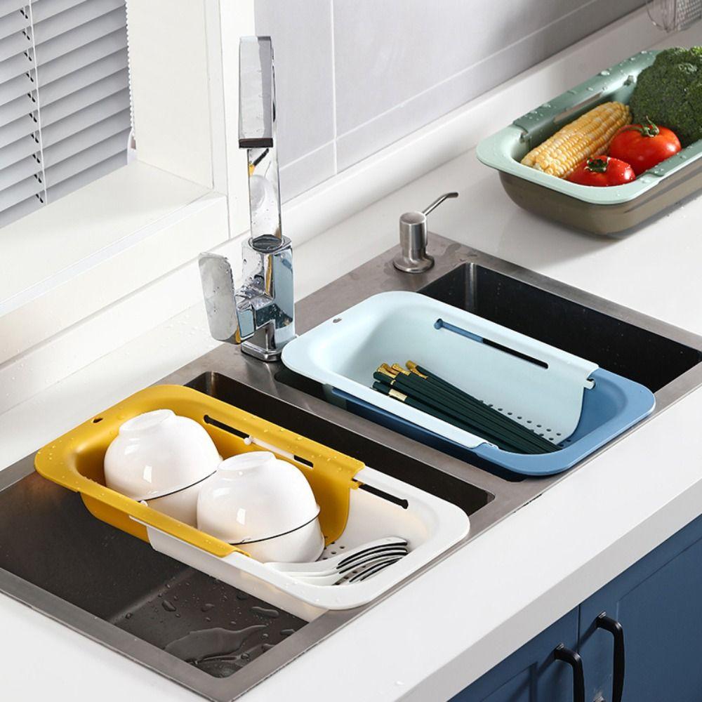 Multifunctional Drainage Basket Expandable Veggie Washer Sink Strainer Basket Washing Veggies