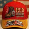 RED Military Fan Contrasting Color Printed Baseball Cap, American Veteran Commemorative Curved Brim Cap