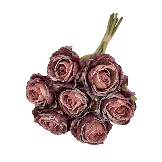 

7 Bundles Roses Fake Flowers Retro Artificial Rose Flower with Stems for Table Vase Bridal Wedding Party Home