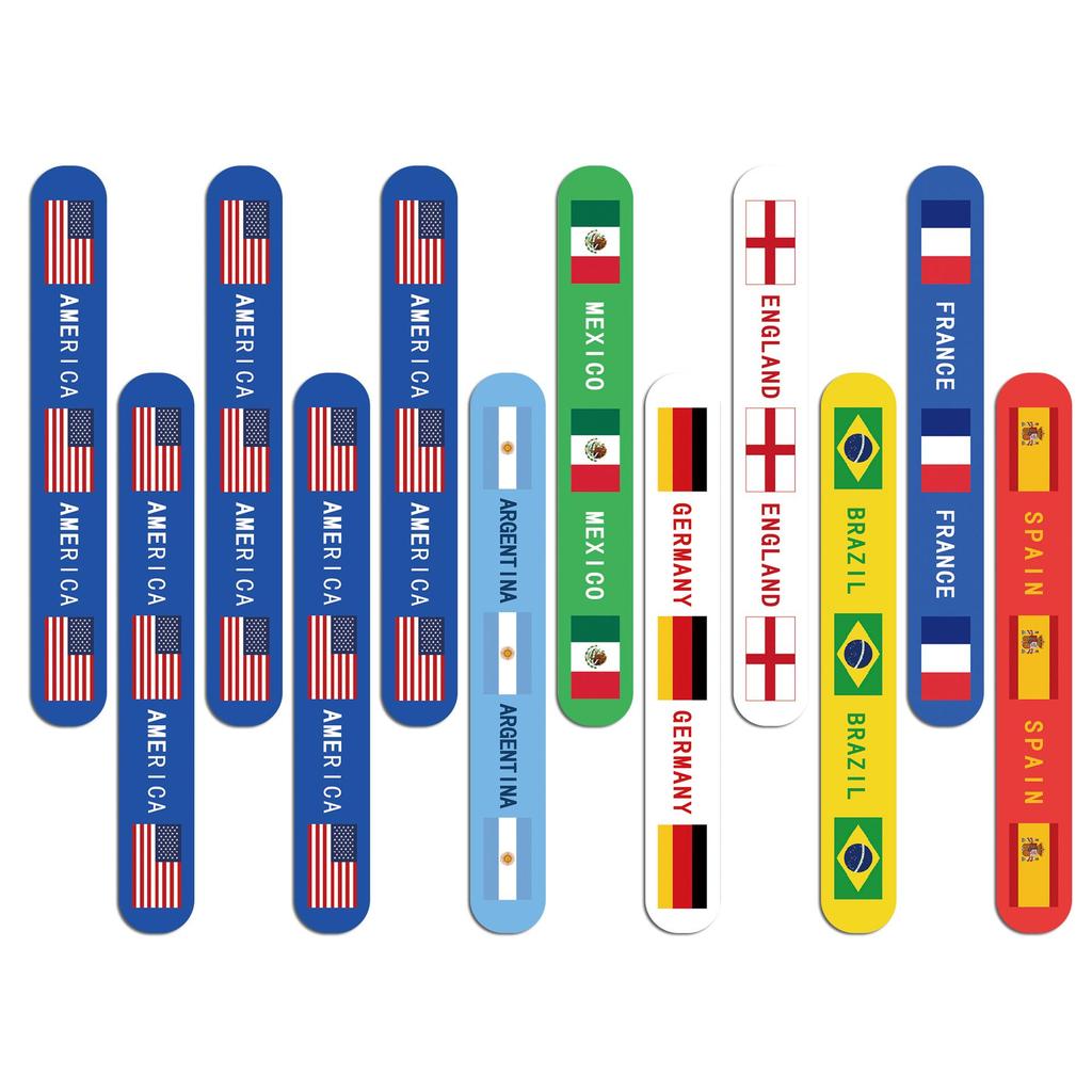 Children's USA, Canada, Mexico World Cup 2026 Football Slap Bracelet Set - National Team Birthday Party Gift.