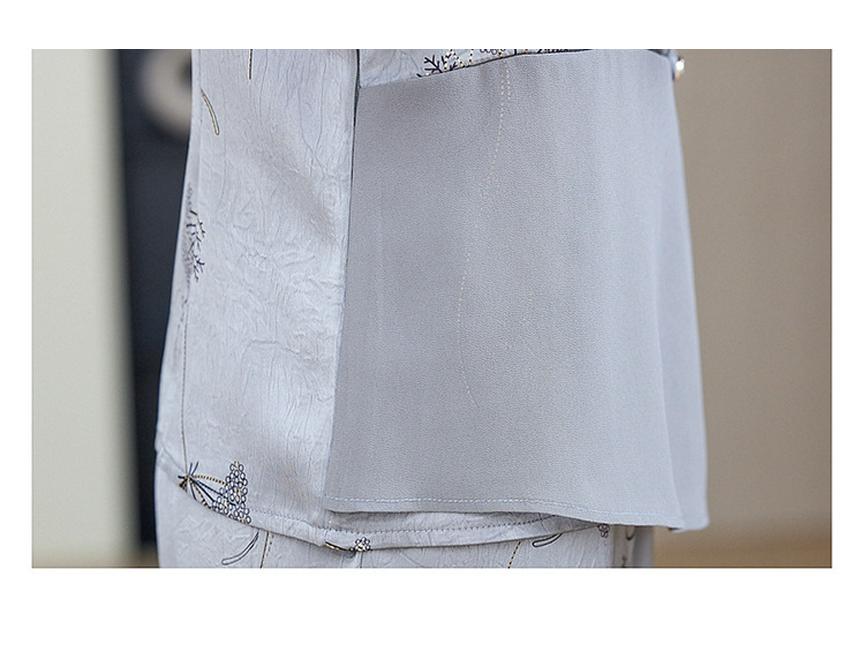 Elegante conjunto de verano de chifón de dos piezas para mamá – Manga corta, talla grande, para mujeres de mediana edad y mayores.