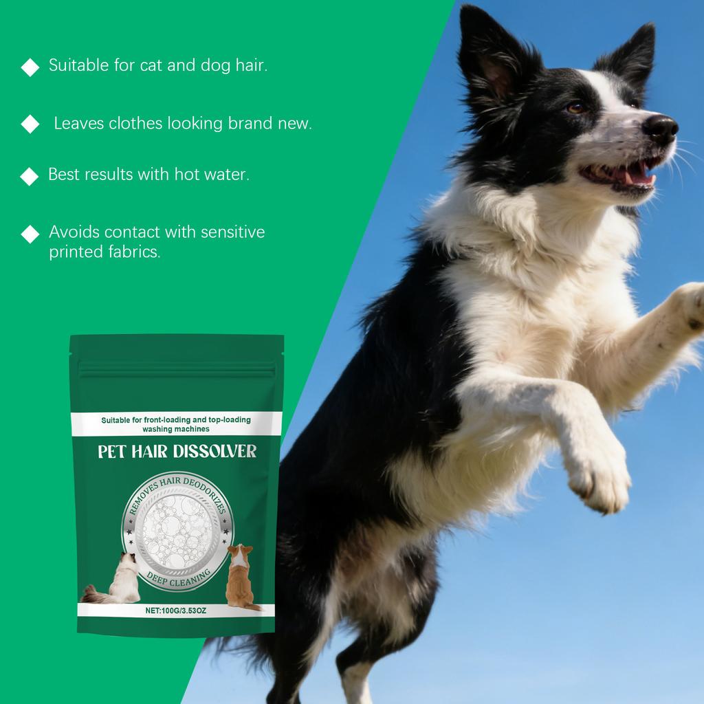 Pet Hair Dissolving Agent, Suitable For Household Clothes Stain Removal And Washing Machine Cleaning, Dissolves Pet Hair100g