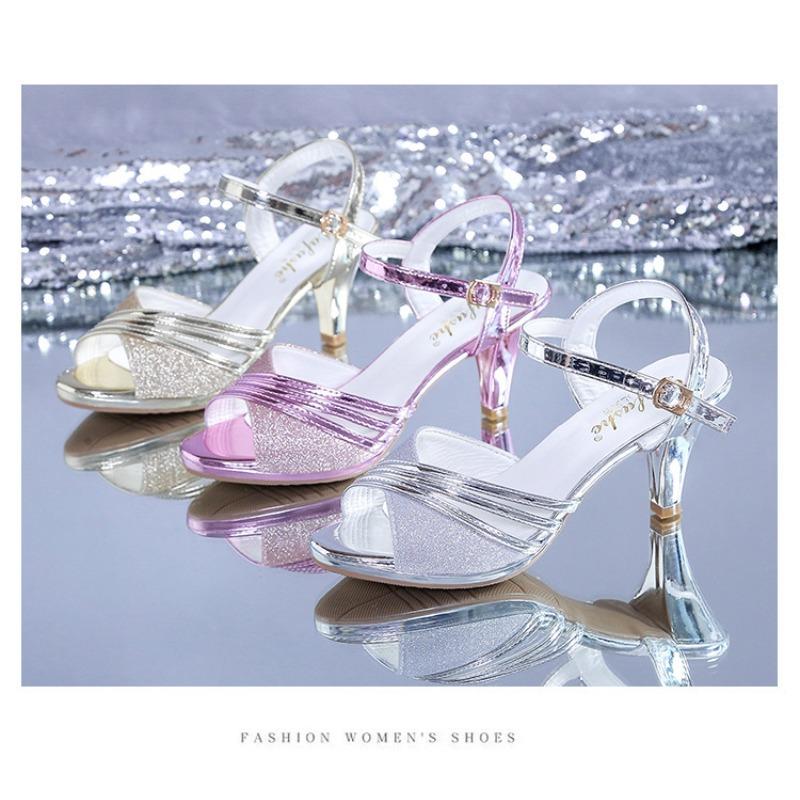 Summer New Korean Style Women's Stiletto High Heel Sandals Sexy One Buckle Peep Toe Sandals