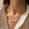 Gold Starfish Pearl Necklace Paperclip Link Chain Choker for Women Beach Theme Jewelry