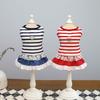 Soft Striped Dog Dress Cute Cat Vest Harness Fashion Pet Princess Lace Skirt  for Puppy Kittens