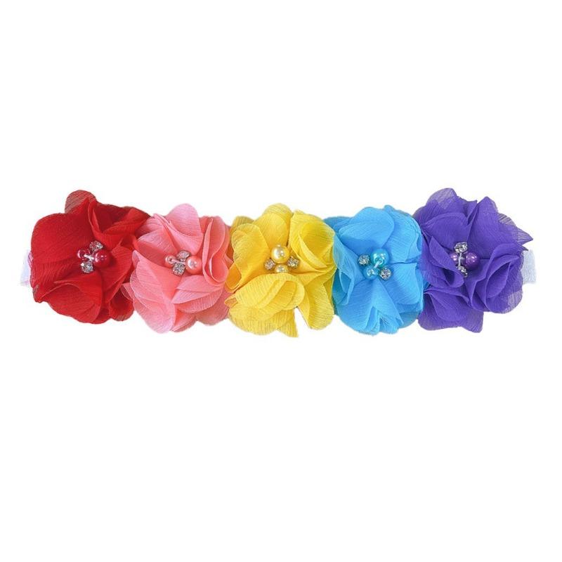 European new 5-color four-bead combination headband, children's flower headdress, thin comfortable baby hair accessories