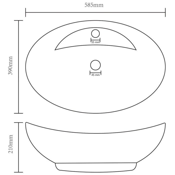 VidaXL Lavabo Ovale de Luxe à Trop-plein Vasque à Poser de Toilette Lave-mains de Salle de Bain Maison Intérieur Blanc Mat 146932
