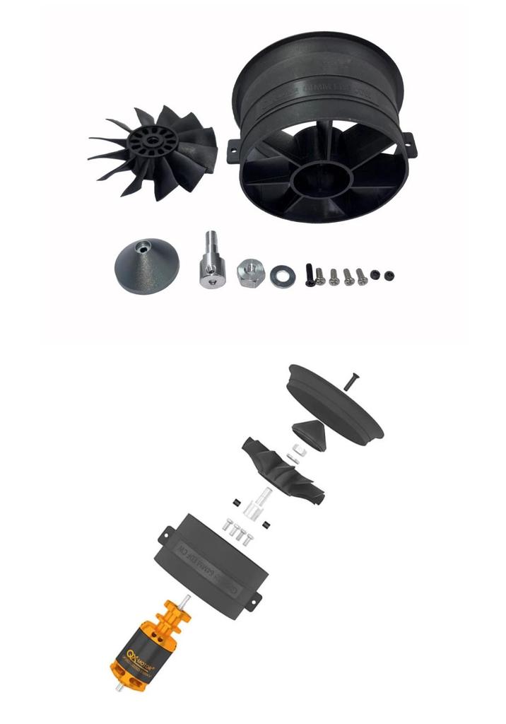 Qun Xi 64MM 12-Blade RC Ducted Fan Reverse Propeller with Brushless Motor for Fixed-Wing Models