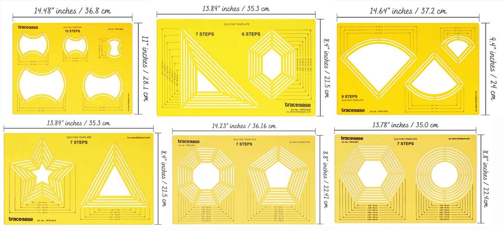 Traceease 6 Pieces Quilting Template Stencil, DIY Quilt Sewing Machine Ruler Quilting Tools Kit For Office And
