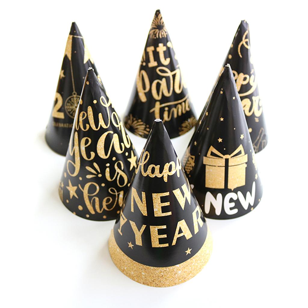 New Year'S Paper Black And Gold Hat New Year'S Eve Party Dress Up Children'S Hat Customization