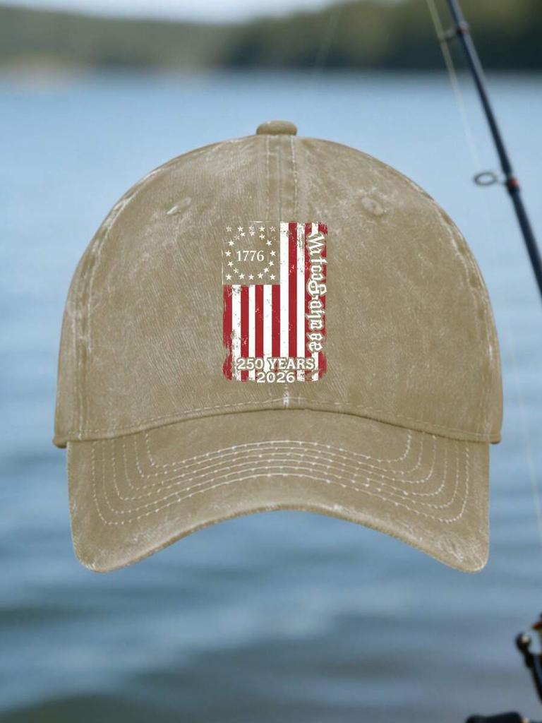 Vintage Washed American Flag 250th Independence Anniversary Baseball Cap Adjustable Unisex Patriotic Hat