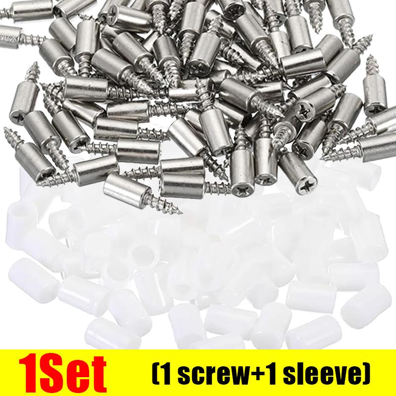 Stainless Steel Cross Self-tapping Screw with Rubber Sleeve Laminate Support Wardrobe Cabinet Glass Hard Nonslip Partition Nails