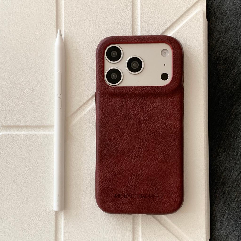 Autumn Winter Advand Solid Color Leather Letter Shockproof Protective Phone Cover Case for iPhone 17 16 15 14 Pro Max