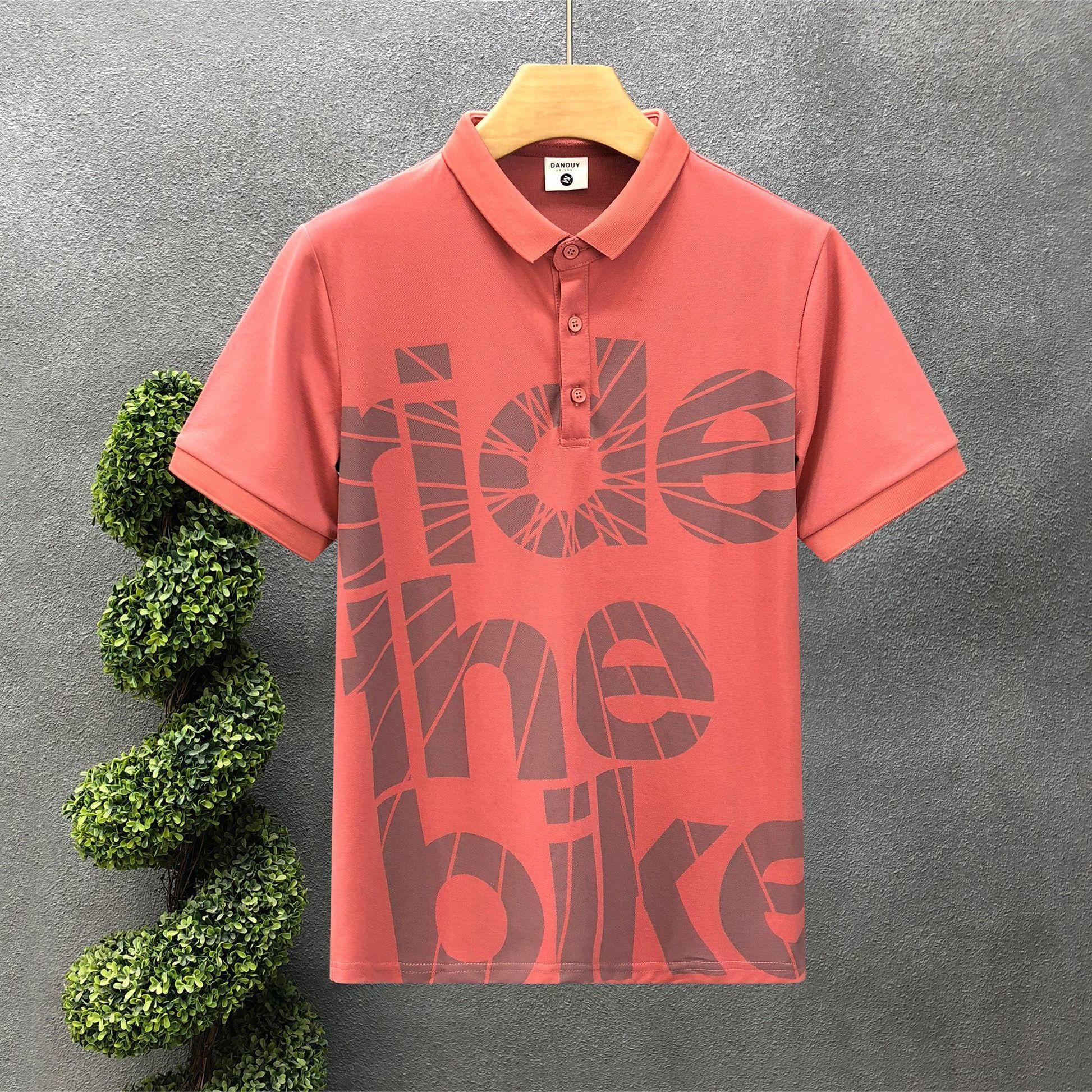 

Летняя мужская новая рубашка поло с буквенным принтом High Street хип-хоп футболка свободная спортивная с коротким рукавом 4XL красный