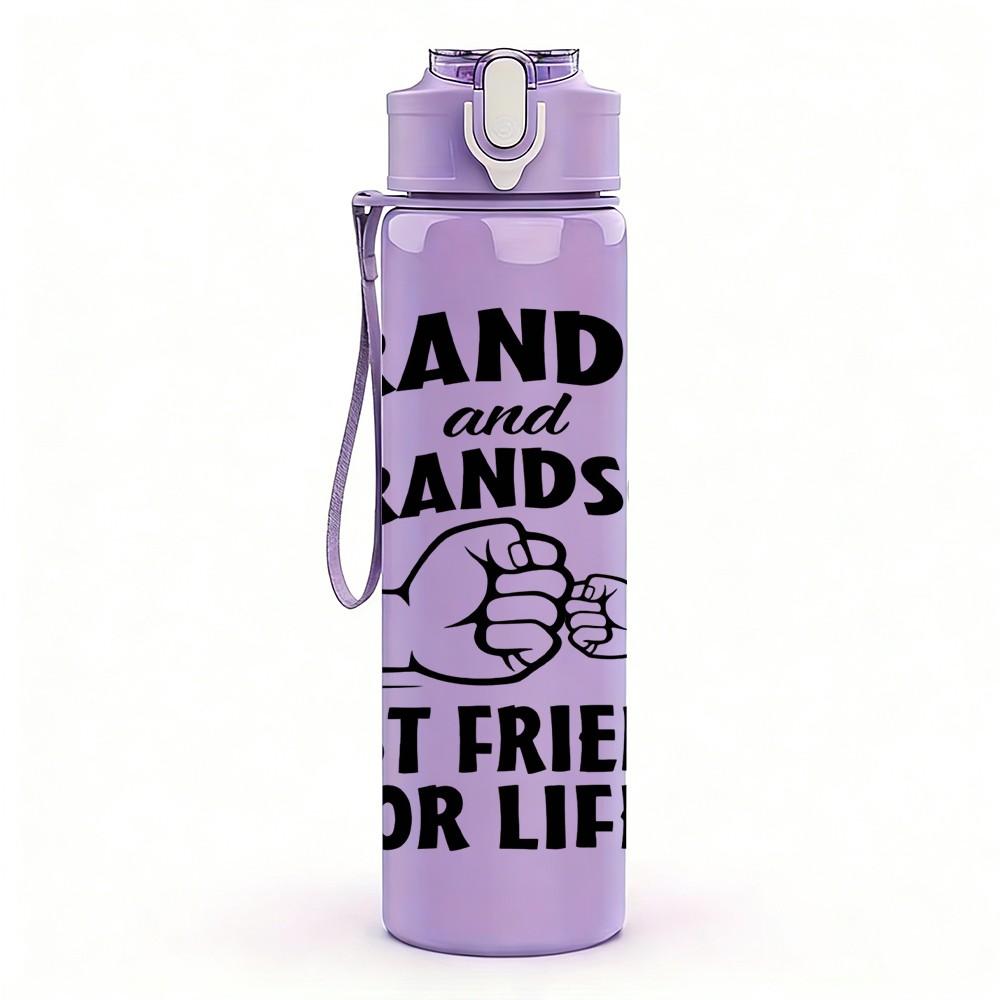 1PC Grandpa Grandson Best Friends For Life Print 750ml Color Plastic Sports Water Bottle Leakproof Flip Straw Lid Suitable for Sports Office Home Use