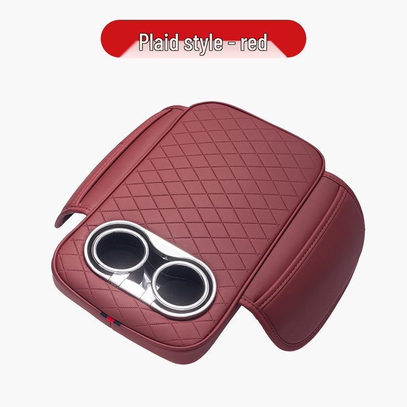 Multifunctional Leather Car Armrest Pad with Storage, Cup Holder, and Protective Cover