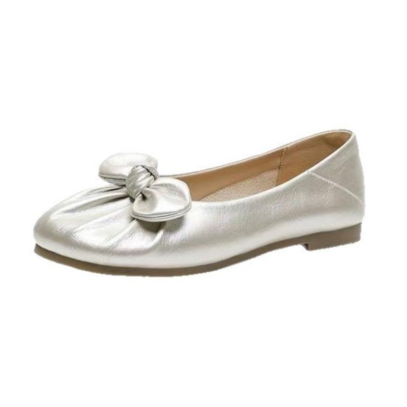 Bow Mary Jane Women's Shoes Single Shoes Autumn New Shallow Soft-soled Shoes Women's Flat Beanie Shoes