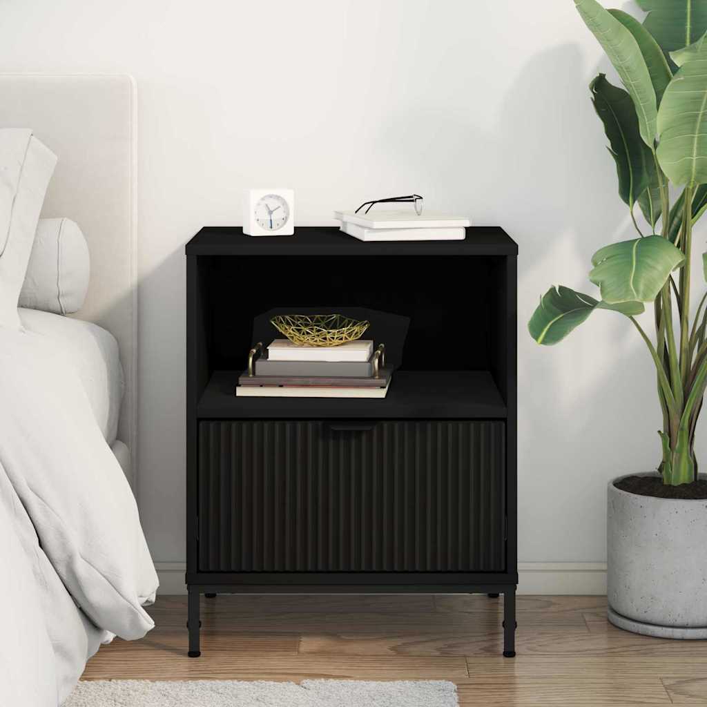 Nightstand with Drawers Black 49 X 36 X 61 Cm Engineered Wood