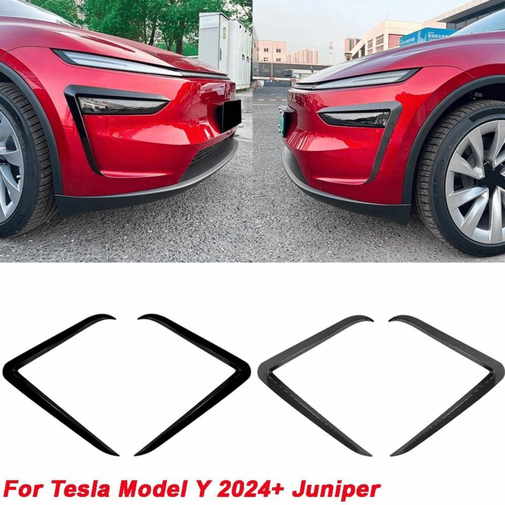 1Pair Carbon Look Fog Lamp Wind Fin Spoiler for Tesla Model Y 2024+ Juniper Body Enhancement