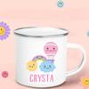 Regenbogen-Wolken-Print Emaille Kaffeetasse Wasser-Milch-Becher Personalisierter Name Kindergeburtstag Party Dekoration Weihnachten Kindertag Neujahrsgeschenk