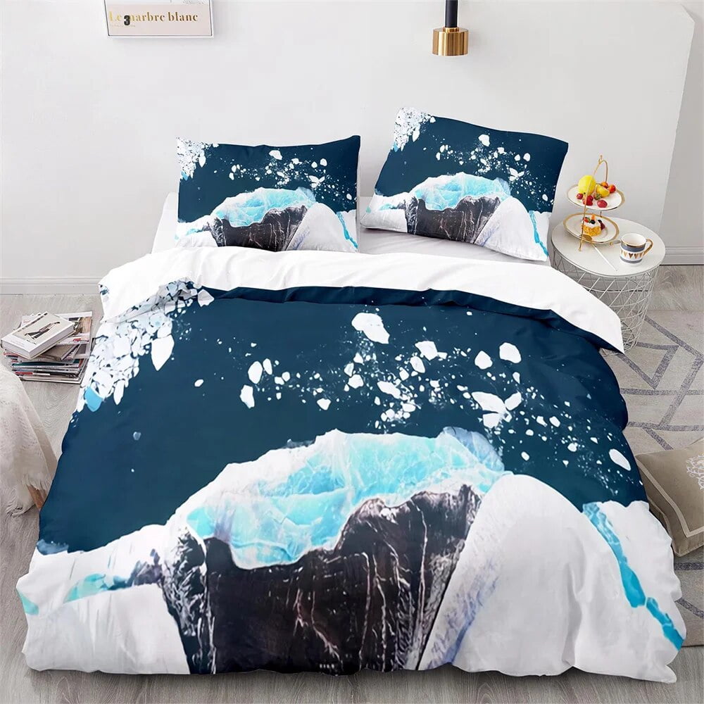 Comforter Snow Mountain Iceberg Northern Antarctic Bedding Set For Kid Boy Girl Rock Stone Queen Size Warm