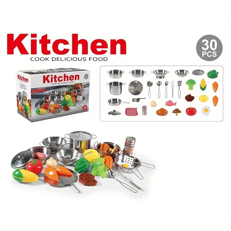 Household stainless steel kitchen toy mini simulation dinnerware vegetable cooking set, children s birthday gift toy