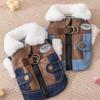 Puppy Cowboy Cotton Jacket Punk-Style Dog Clothes Winter Warmth for Yorkshire Two-Legged Garment Thickened Teddy Coat