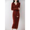Autumn-Winter Pure Wool Trumpet Sleeve Mid-Length Sweater Dress