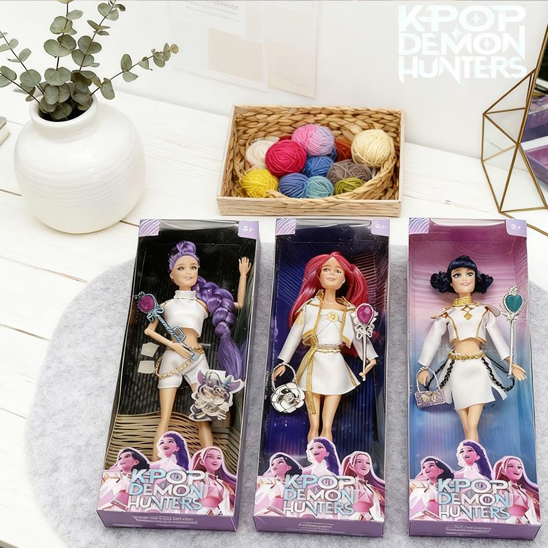 New With Delicate Texture Anime K-Pop Demon Hunters Dolls Toy Rumi Mira Zoey with Magic Wands & Bags Birthday X-mas Gifts